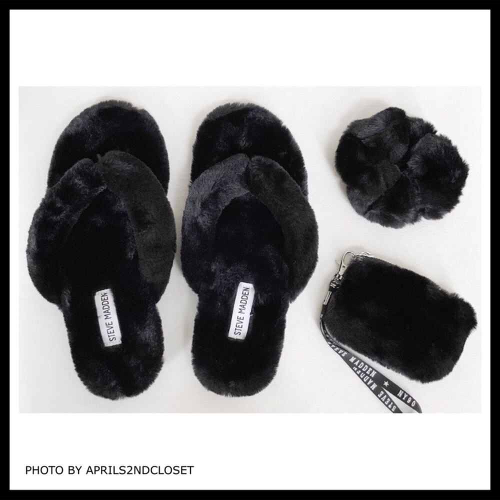 STEVE MADDEN SET BLACK SLIDE SANDALS WRISTLET A3C - Picture 6 of 8